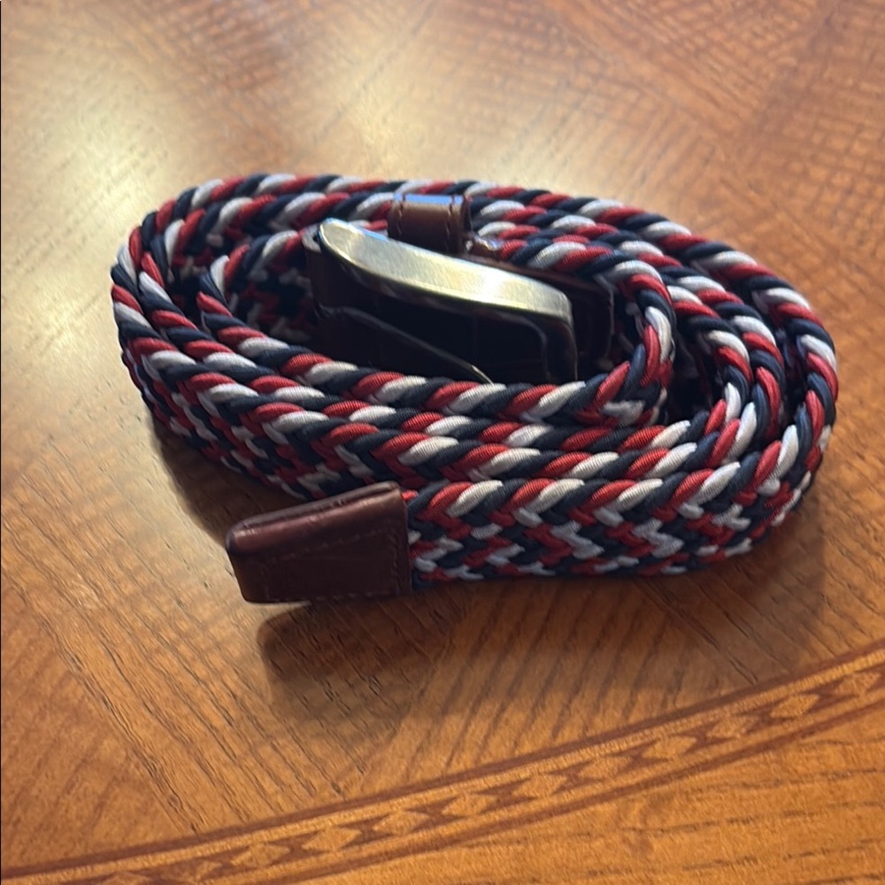 Johnston & Murphy Red, Blue, and White Braided Belt